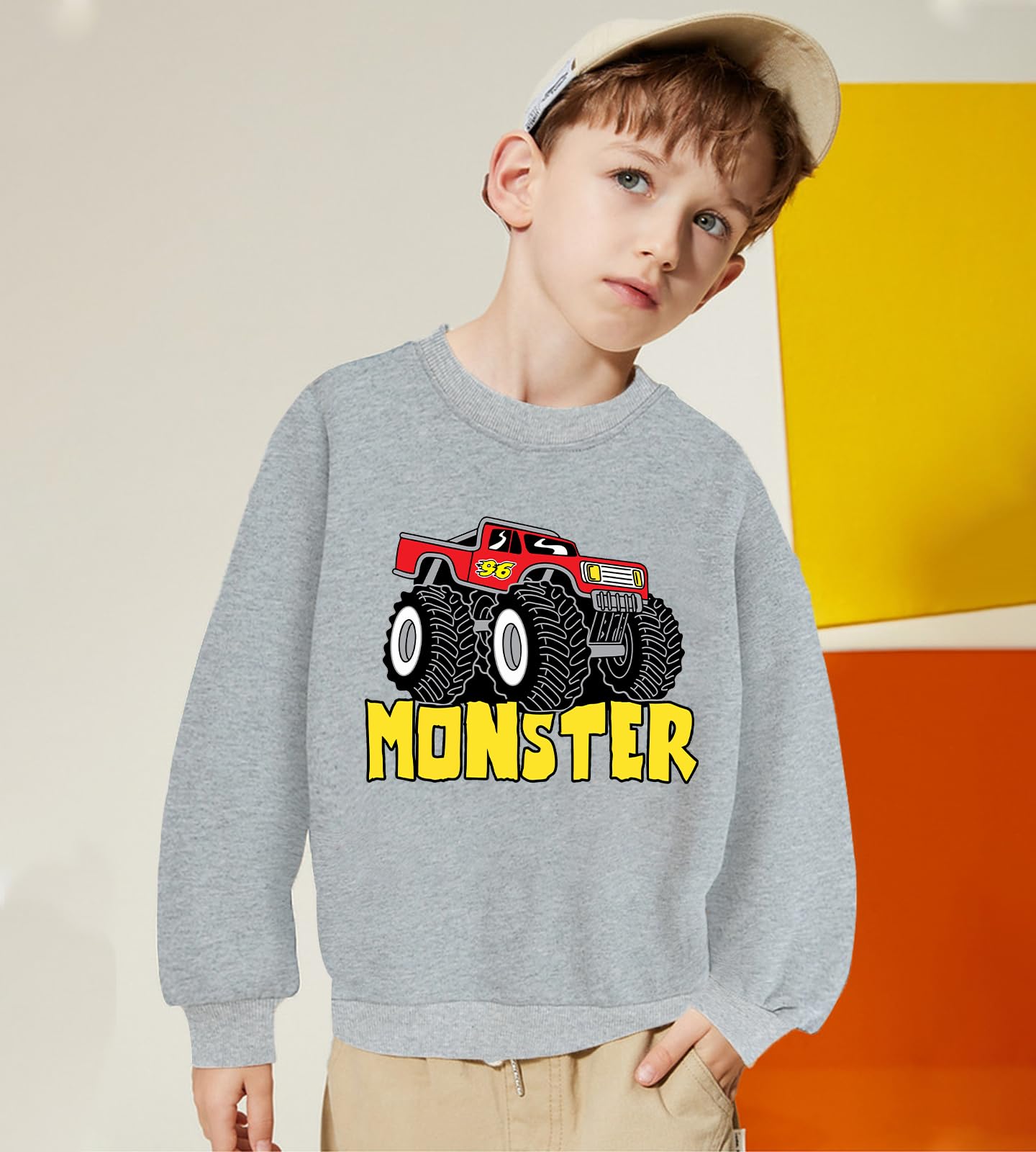 Jungen Pullover Kinder Langarmshirt Baumwolle Dinosaurier Bagger Sweatshirt Gr.92-122