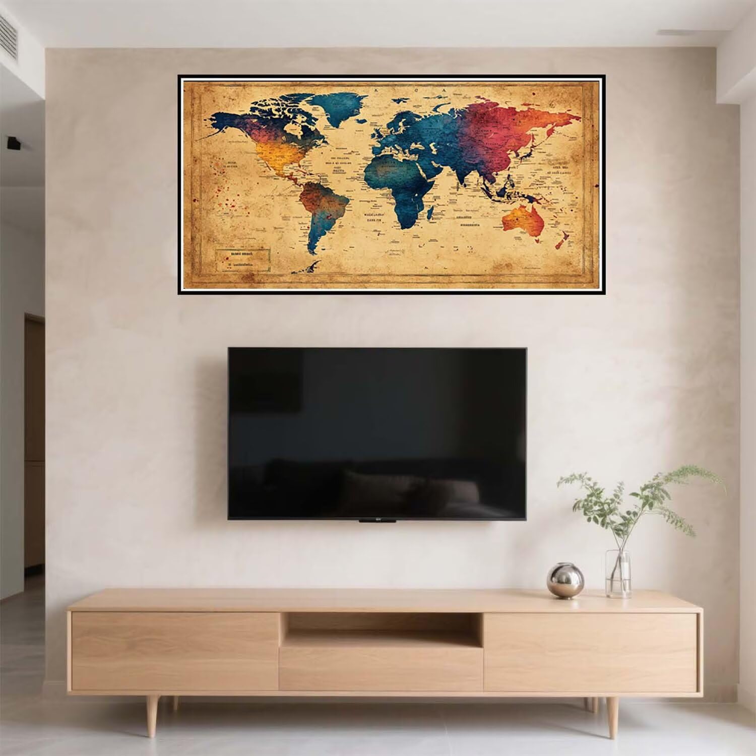 Dipingere con i Numeri Mappa del mondo , XXL Dipingere con i Numeri Adulti, kit di Pittura Acrilica Fai-da-Te Bambini, Principianti Semplice Dipinto Tela, Decorazioni Casa Artigianato 60x120cm w-808