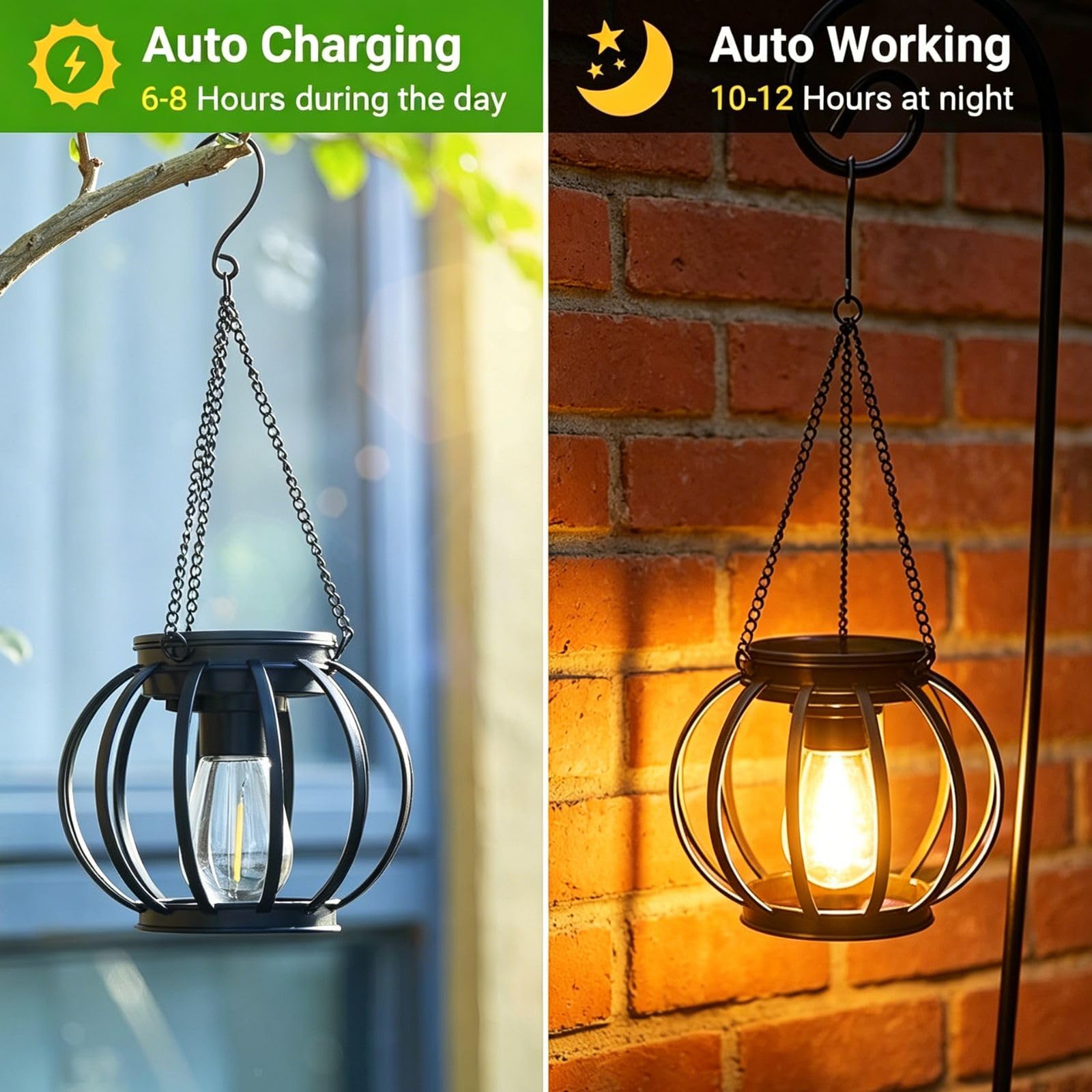 CXYP 4PCS Lampe Solaire Exterieur Suspendue | Lanterne Solaire Exterieur Étanche IP65 Suspension Luminaire, Adaptée aux Balcons Terrasse Cours et Camping Fête