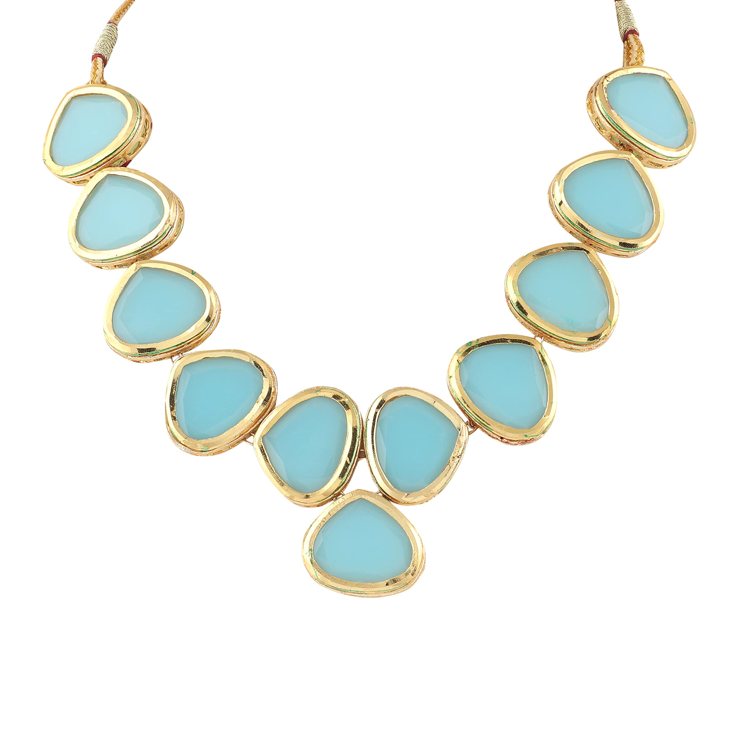 GahneMall Indian Gold Plated Stone Necklace Jewelry Set With Earrings For Girl & Women (Blue) (B0C4FGHWNN) Amazon Price History, Amazon Price Tracker