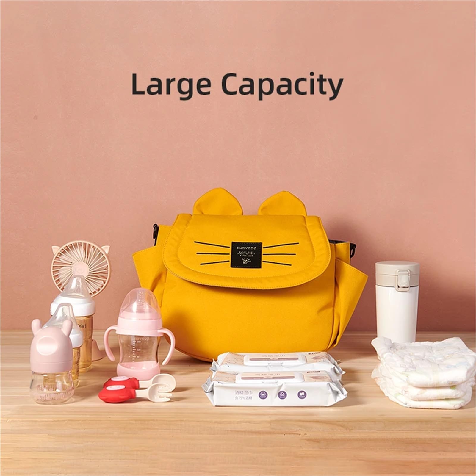 Wickeltasche Windeltasche Große Kapazität Mama Reisetasche Mutterschaft Universal Kinder Kinderwagen Taschen Organizer(Yellow)