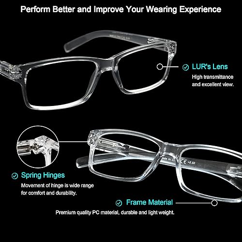 Miniatura 2 de LUR Lentes de lectura (6 unidades, bisagra de resorte, cómodos lectores de plástico (transparente)