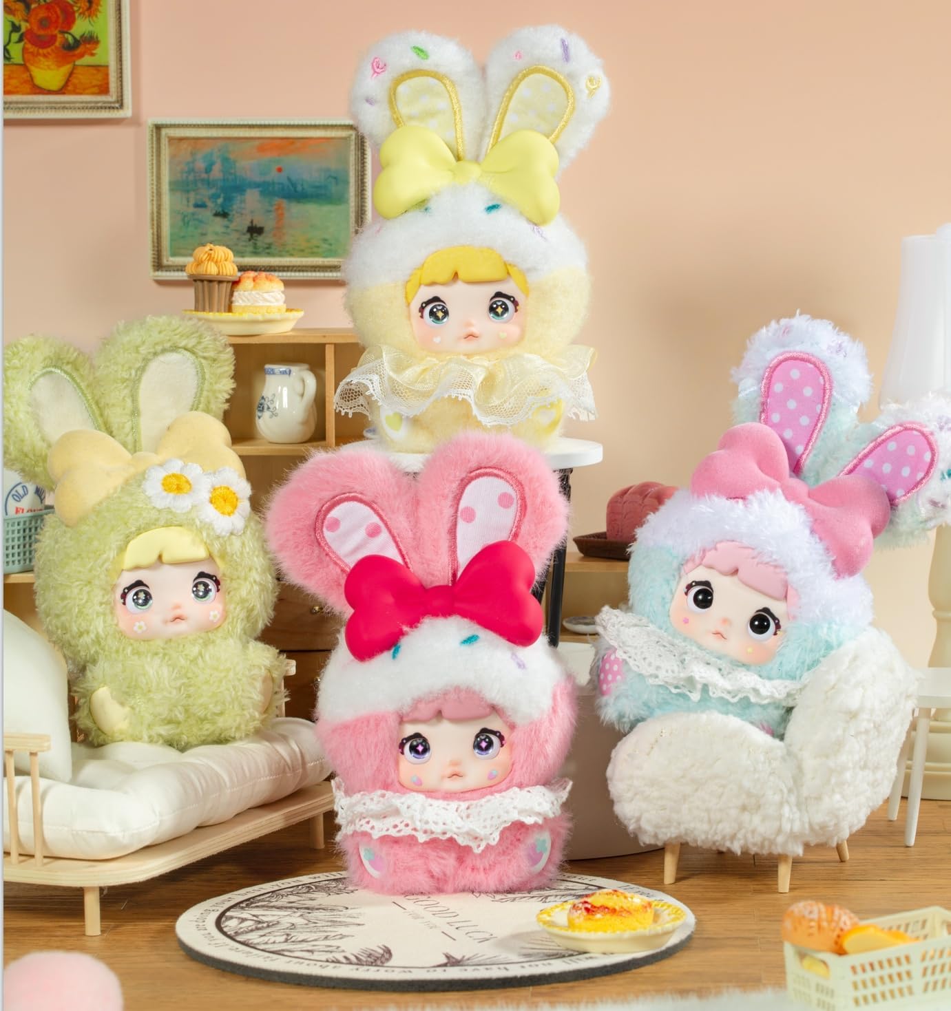 Baby Sweetheart Bunny Series Blind Box - 3 Expressions Adorable Hangable Toys for Collectors - 3.74IN Random Surprise Doll with Unique Designs, 1PCS (1 of 10 Possible Styles)