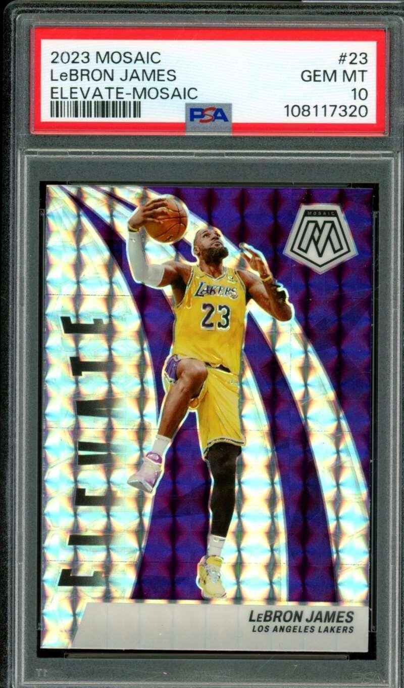 LeBron James Card 2023-24 Mosaic Elevate Mosaic (pop 12) #23 PSA 10 - Unsigned Basketball Cards