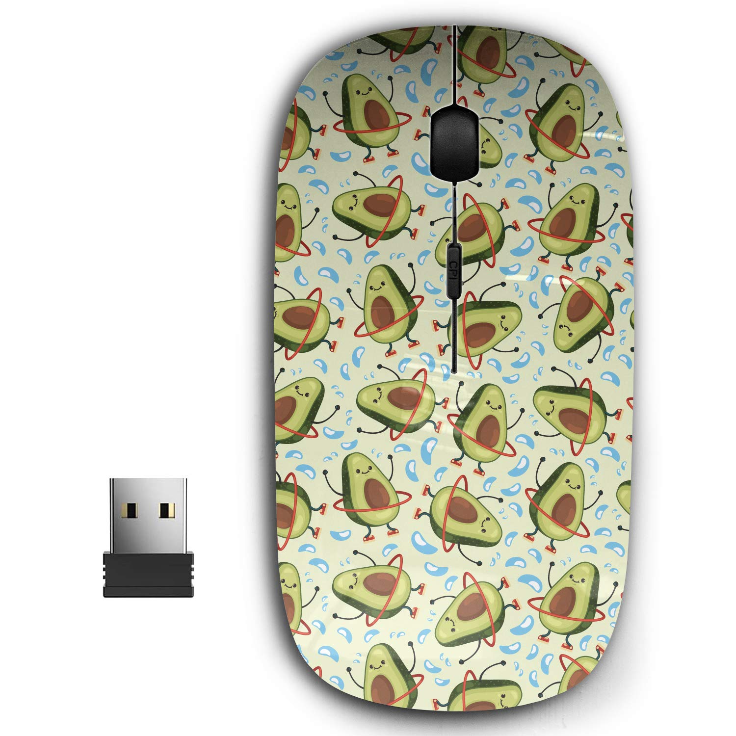 Ergonomiczna przenośna mysz bezprzewodowa USB 2,4 G do komputera, laptopa, notebooka z nanoodbiornikiem (słodka awokado)
