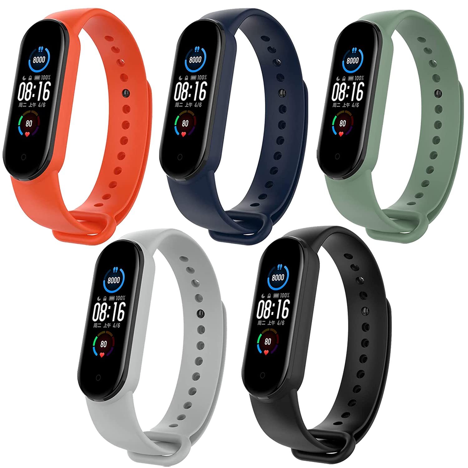 JumpStart Premium Soft Silicone Mi Band 5 Strap Stylish Replacement Wristband Strap Fashion Accessory for Xiaomi Smart Mi Band 5 (New Launch) (Straps Combo Pack of 5) (B09B2LVZ95) Amazon Price History, Amazon Price Tracker