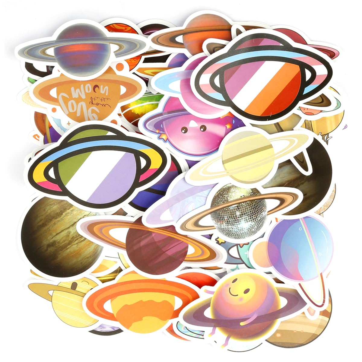 Universe Planets Stickers, 50PCS Waterproof Cartoon Space Stickers Cosmic Planet Sticker for Kids Refrigerator Skateboard Computer Laptop Luggage Decorations