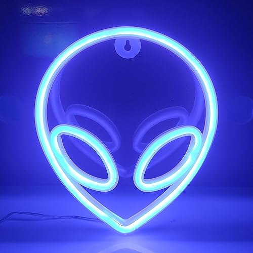 JYWJ Luz de neón alienígena, USB o 3-AA funciona con pilas de neón, decoración de pared de escritorio LED, varias fiestas, decoración de locales
