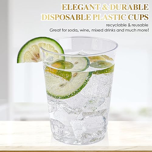 Vista 4 de FOCUSLINE Vasos de plástico transparente de 10 onzas, vasos desechables de plástico duro, reutilizables, 100