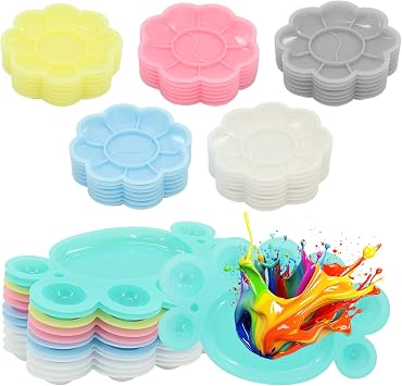 48 pcs Plastic Paint Tray Palettes, Paint Palette, Paints Trays for Kids, Watercolor Palette for Painting Party, DIY Craft and Art Painting