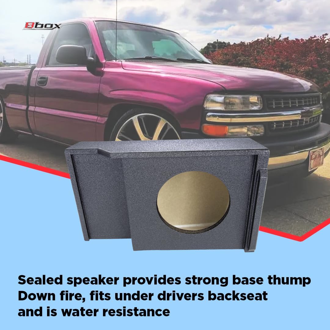 Bbox Single Sealed 12 Inch Sprayliner Subwoofer Enclosure Accu-Tuned Sealed Subwoofer Boxes - Subwoofer Box Improves Audio Quality, Sound & Bass 1999-2007 Chevrolet/ Silverado/Sierra Extended Cab