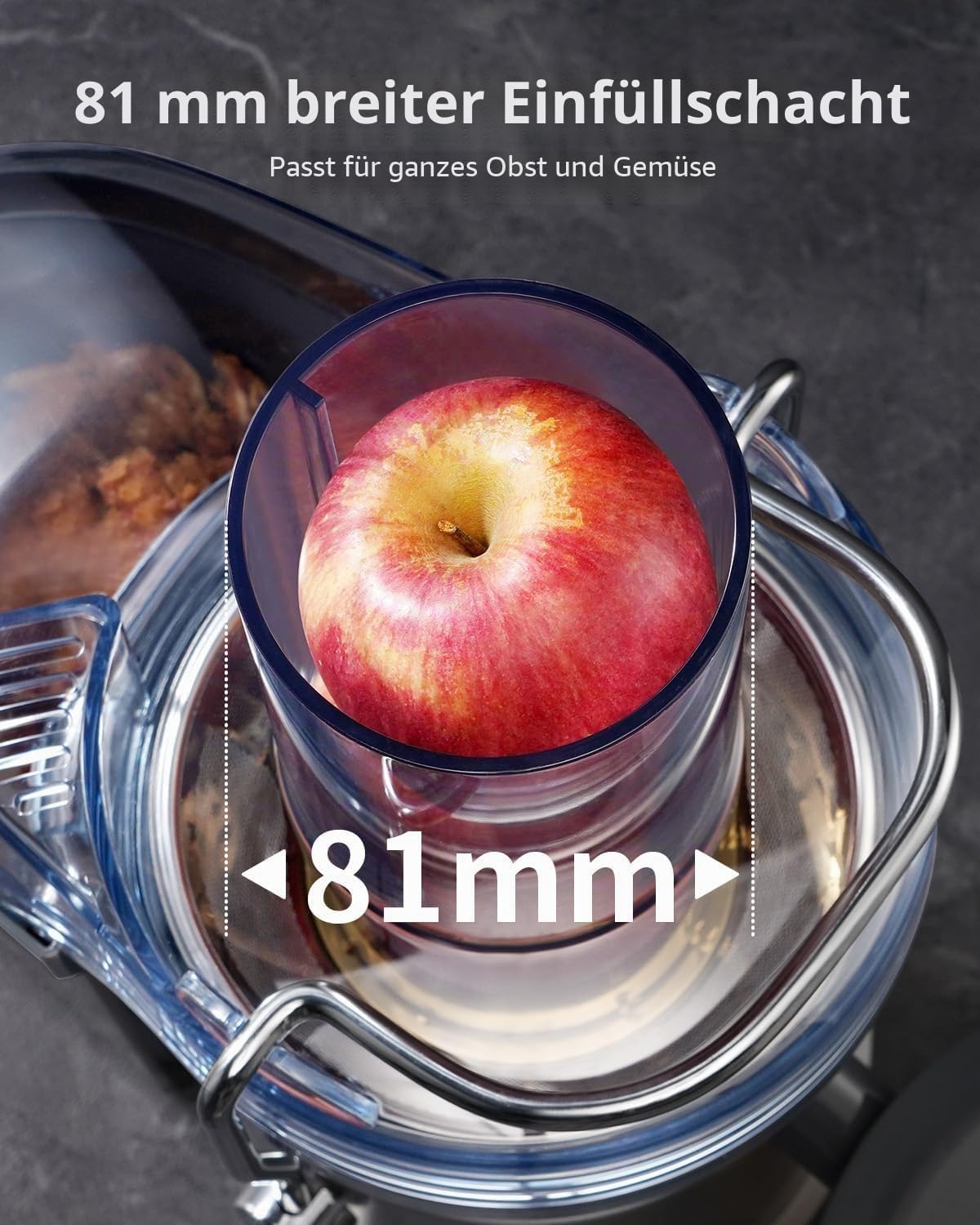 GDOR Entsafter 1300W Entsafter Gemüse und Obst mit Größerem 81mm Einfüllschacht 1250ml Großer Saftkrug Hohe Saftausbeute Juicer Machine 3 Geschwindigkeiten Juicer leicht zu Reinigen Bürste Tropfschutz