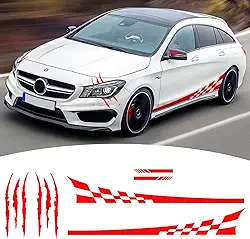 Bilisin 6 peças de vinil listradas longas automotivas esporte de corrida para corpo e capô de telhado, decalques de marca de garra de carro para carros DIY conjunto de decoração de decalques