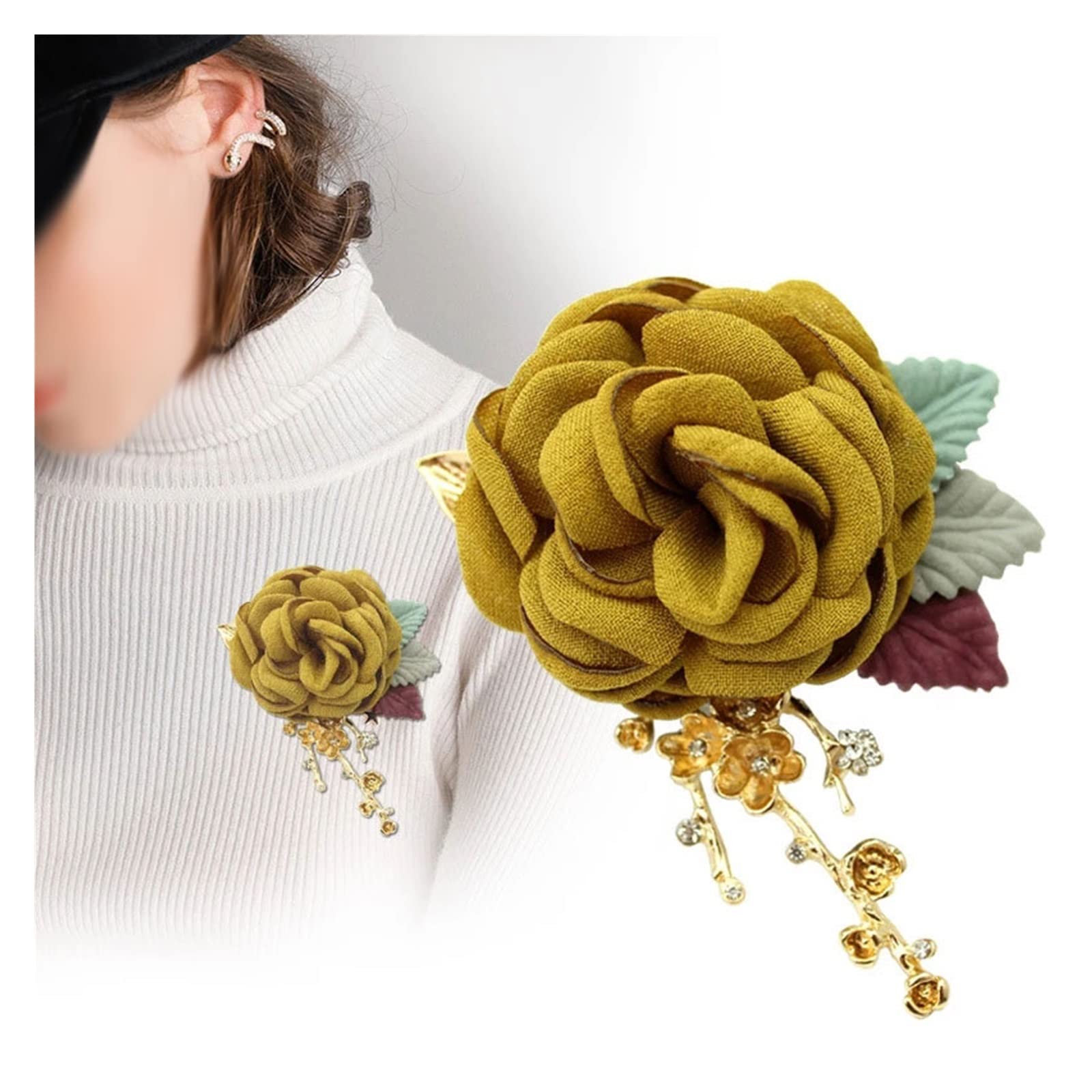 Broche de Flor de Perla de Tela artística, alfiler en el Ojal para Mujer, Insignia, Ramillete de Solapa, Ropa y Accesorios