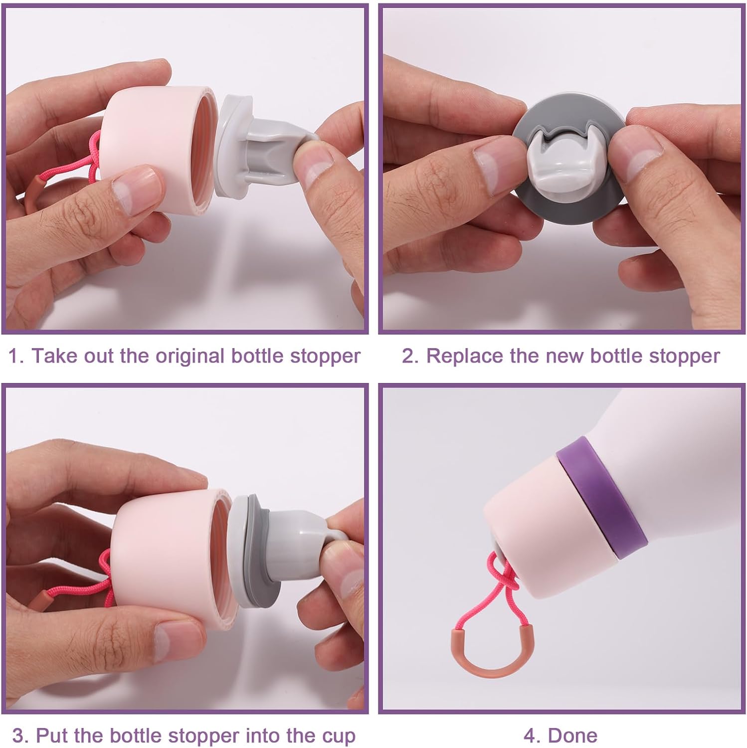 6pcs Water Bottle Stopper Replacement for Owala Freesip Twist 18oz 24oz, Silicone Bottle Stopper Seal Part Accessories No BPA for Owala Freesip Twist Series (Gray) - Image 5