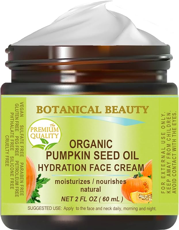 Botanical Beauty Creme facial com óleo de semente de abóbora para pele normal, seca e sensível, 60 mL