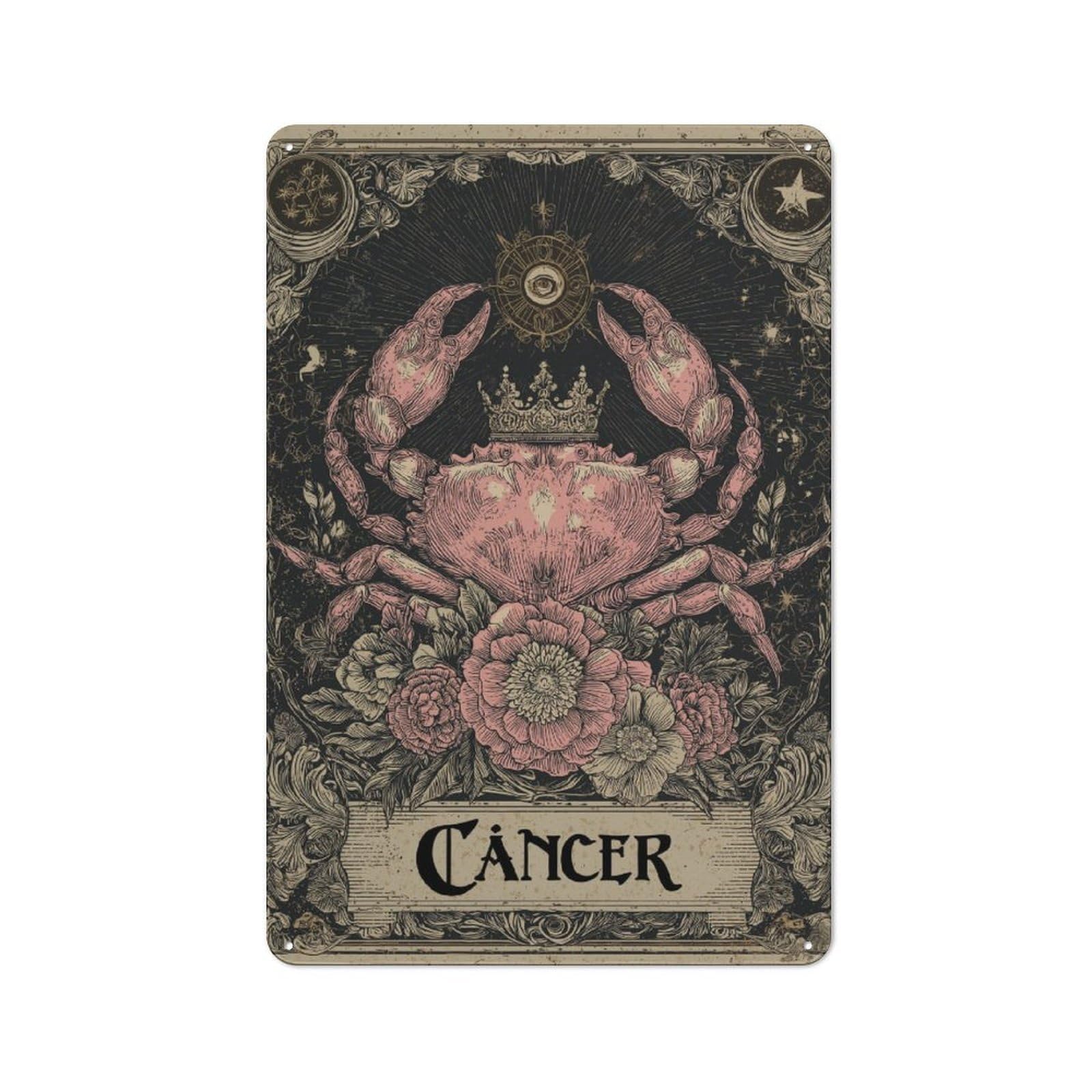 Junmoney Cancer Zodiac Art Vintage-Inspired Tin Sign 30X20cm For Café Or Restaurant, For Cooler-Month Interiors With Vintage Character