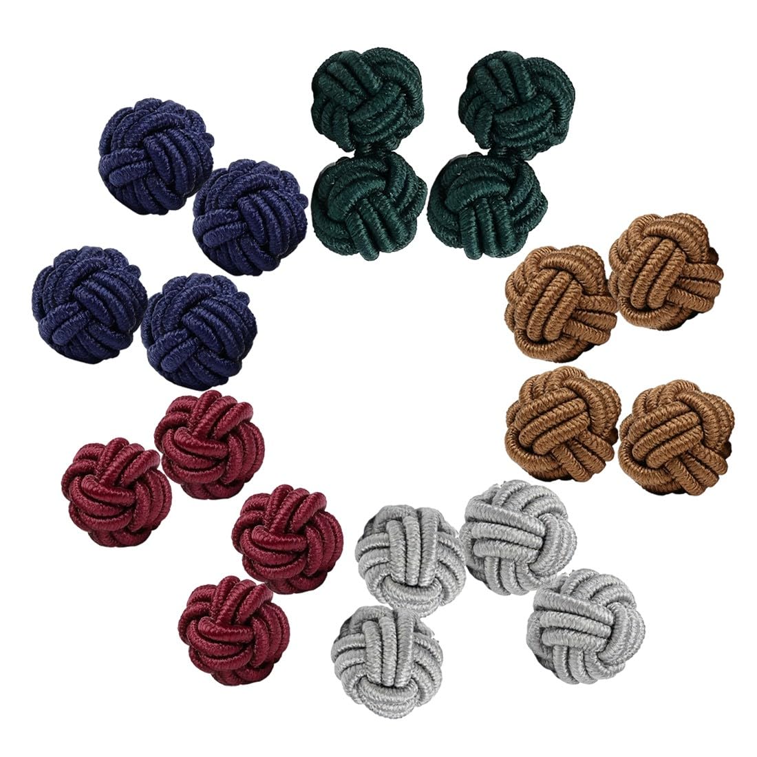 5 Paia Gemelli Camicia Uomo Donna,Seta Tessuto Nodo Gemelli Set Per Camicia/Abito,Copribottoni Camicia,Set Regalo Uomo, Vintage Eleganti Gemello Nodo Seta,Rotondo Per Il Regalo Di Nozze Affari