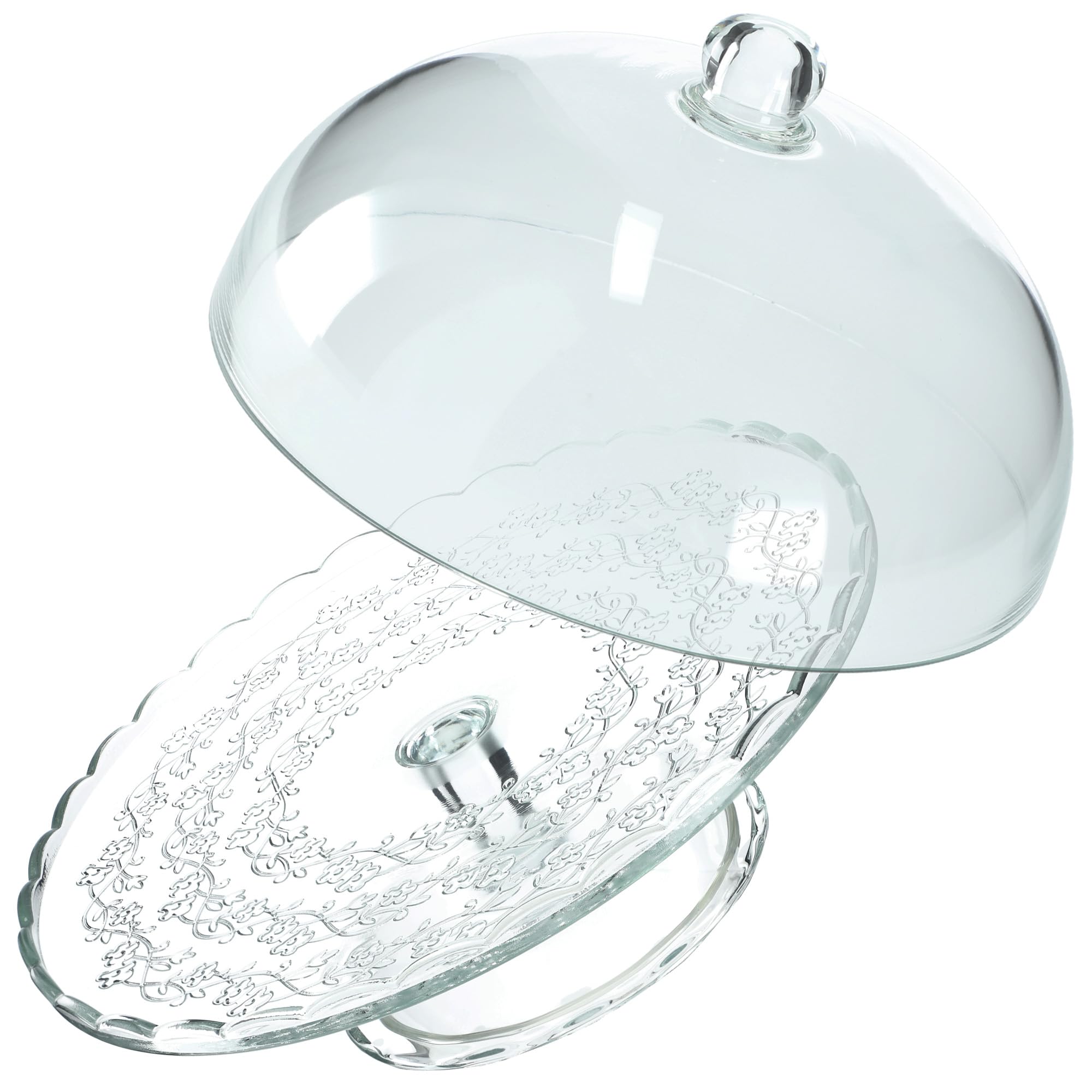 KADAX Soporte para tartas con tapa, plato transparente para tartas con pie, elegante campana de cristal, resistente plato para servir (redondo de 29 cm de diámetro)