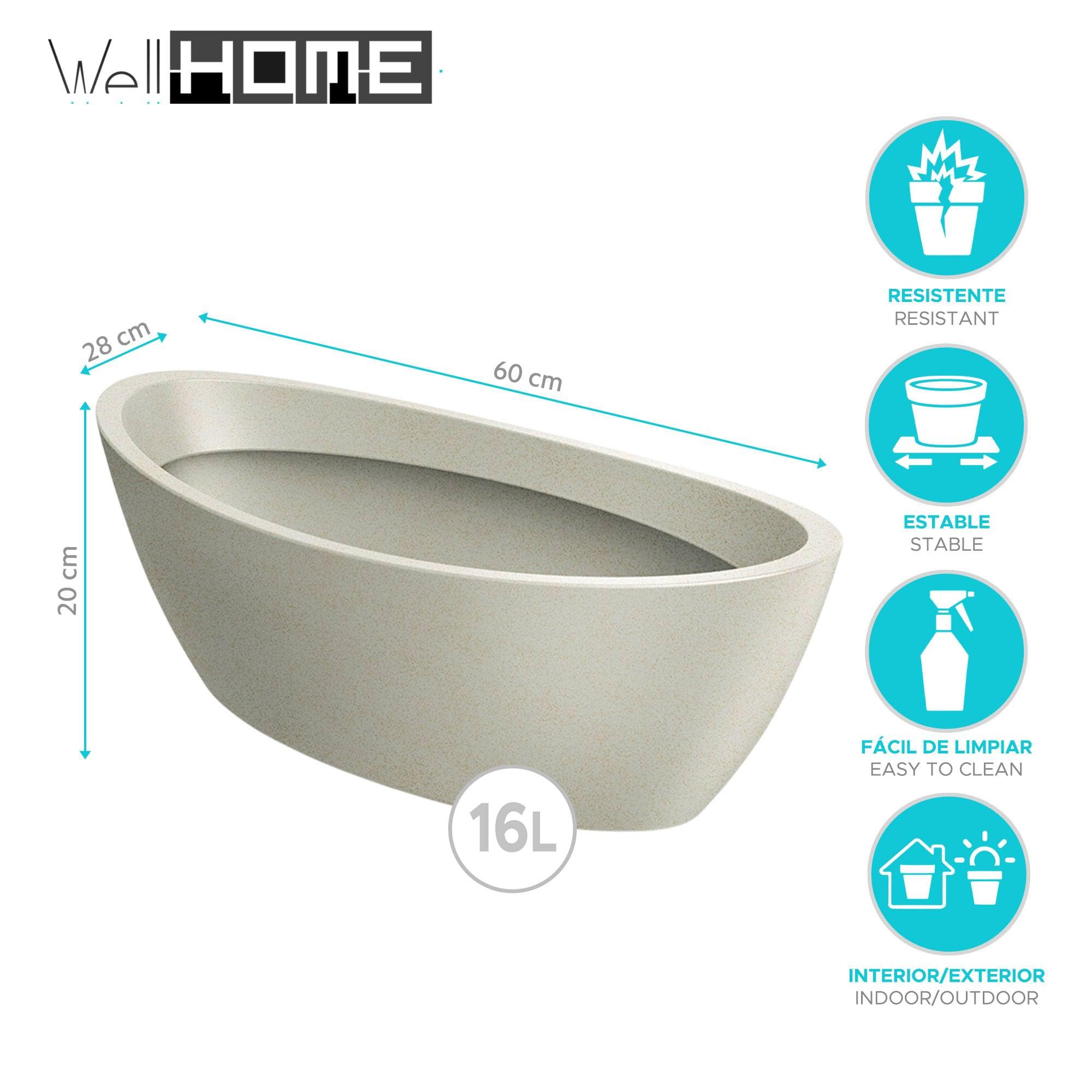 Well Home Maceta de Rotomoldeo Aria Oval Arena 60x28x20