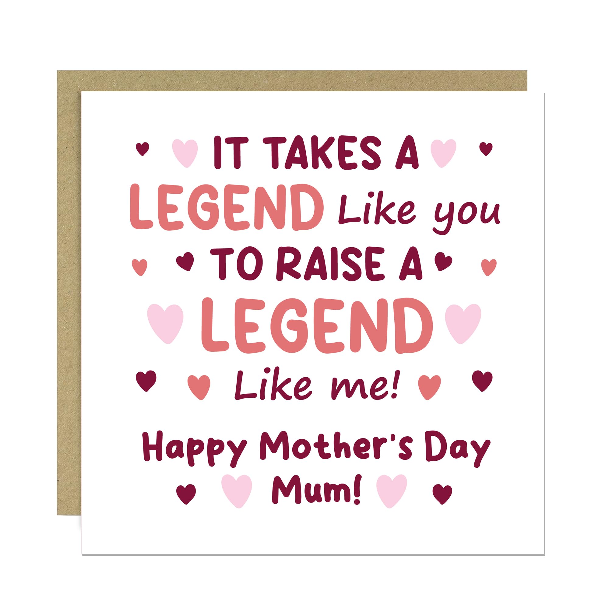 RED OCEAN Funny Card For Mum On Mothers Day With Kraft Envelope, RAISE A LEGEND Card, Joke Mum Cards From Daughter Son, Thank You Card For Mum