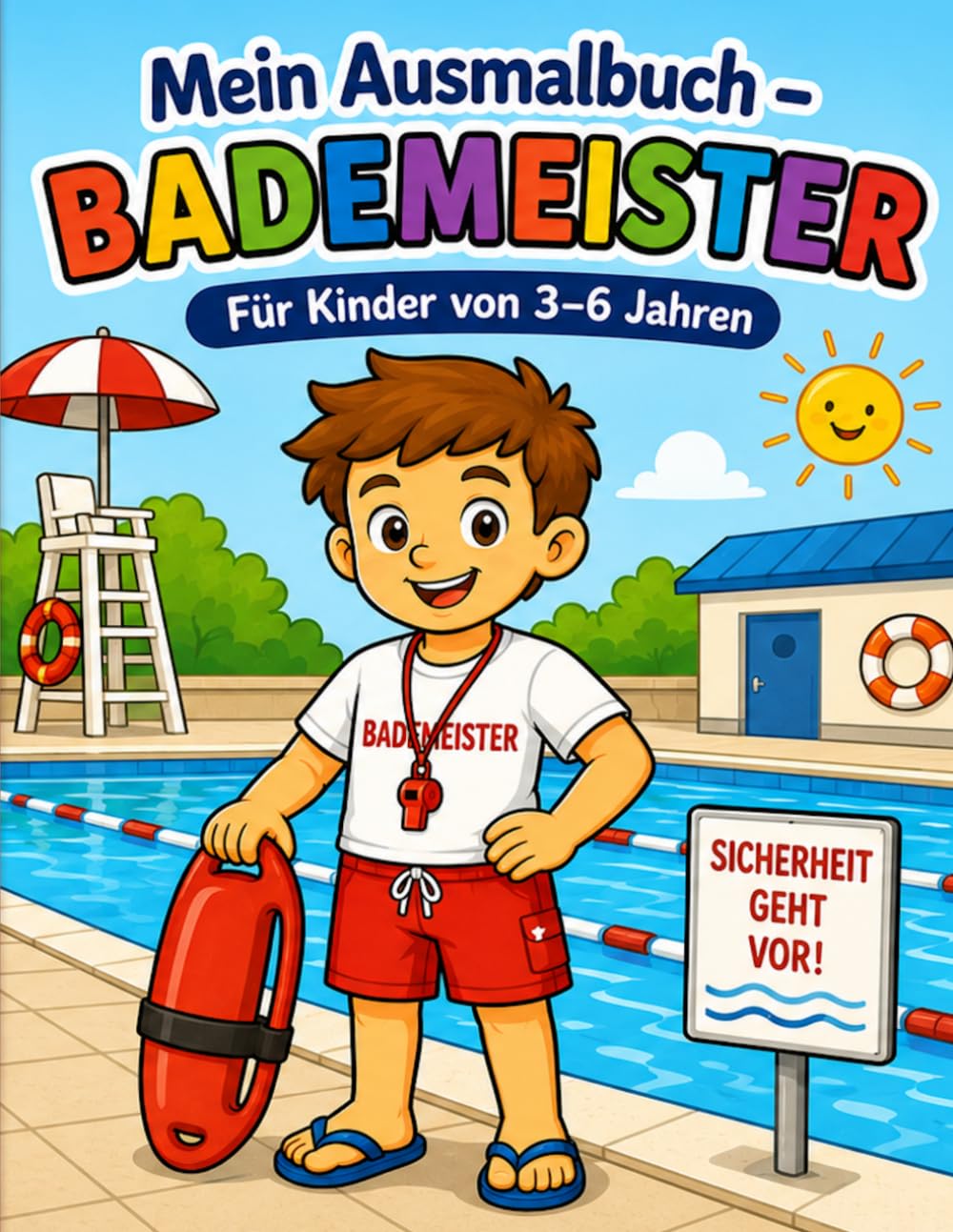 Mein Ausmalbuch - Bademeister: Für Kinder von 3-6 Jahren | Kreativer Malspaß rund um Schwimmbad und Wasserrettung | Für Rechts- & Linkshänder geeignet (Mein Ausmalbuch - Berufe entdecken)