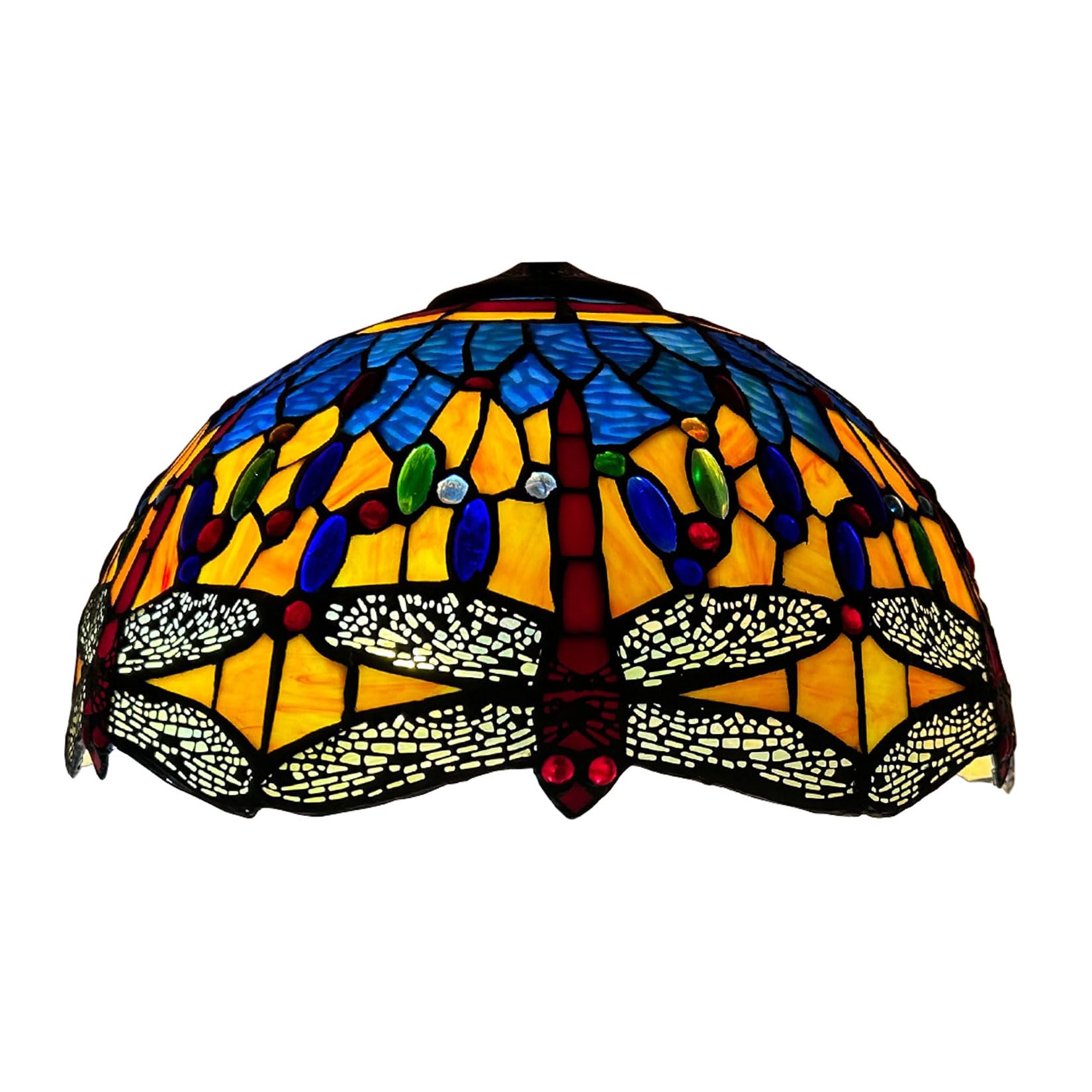 Botowi Orange 16-Inch Dragonfly Lampshade Replacement, Tiffany Style Stained Glass Lamp Shade Only For Table Lamps Pendant Lamps Floor Lights Ceiling Fixture,