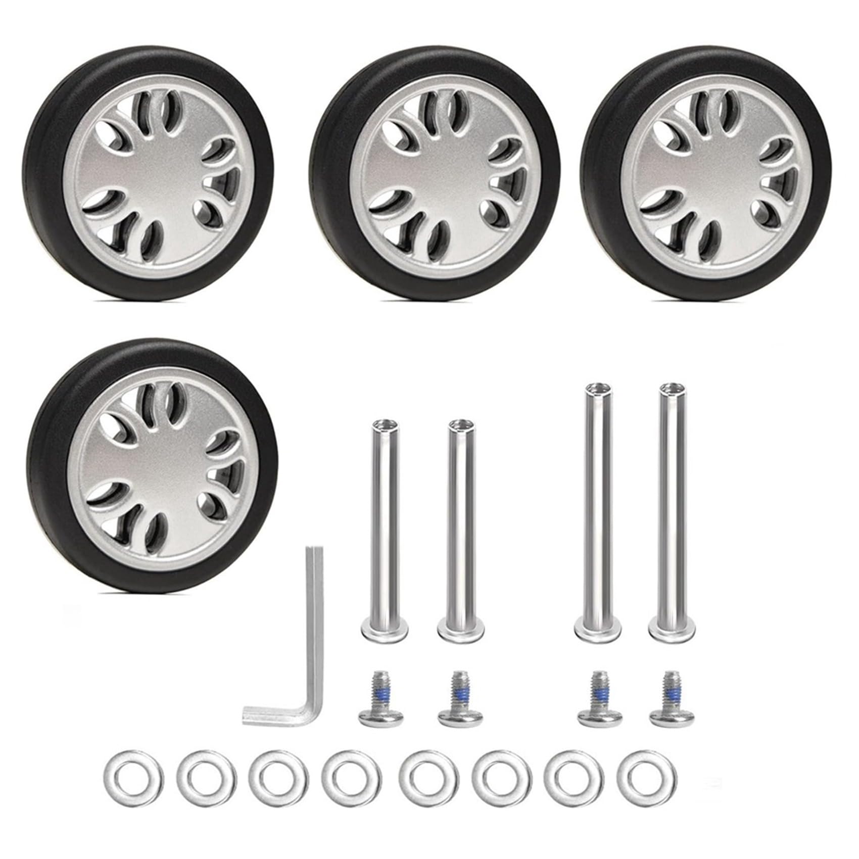 Tuidzljd 4PC Suitcase Replacement Wheels 51mm X 18mm Spinner Wheel Mute Flexible Smooth for Damaged Luggage Trolley Caster Repair