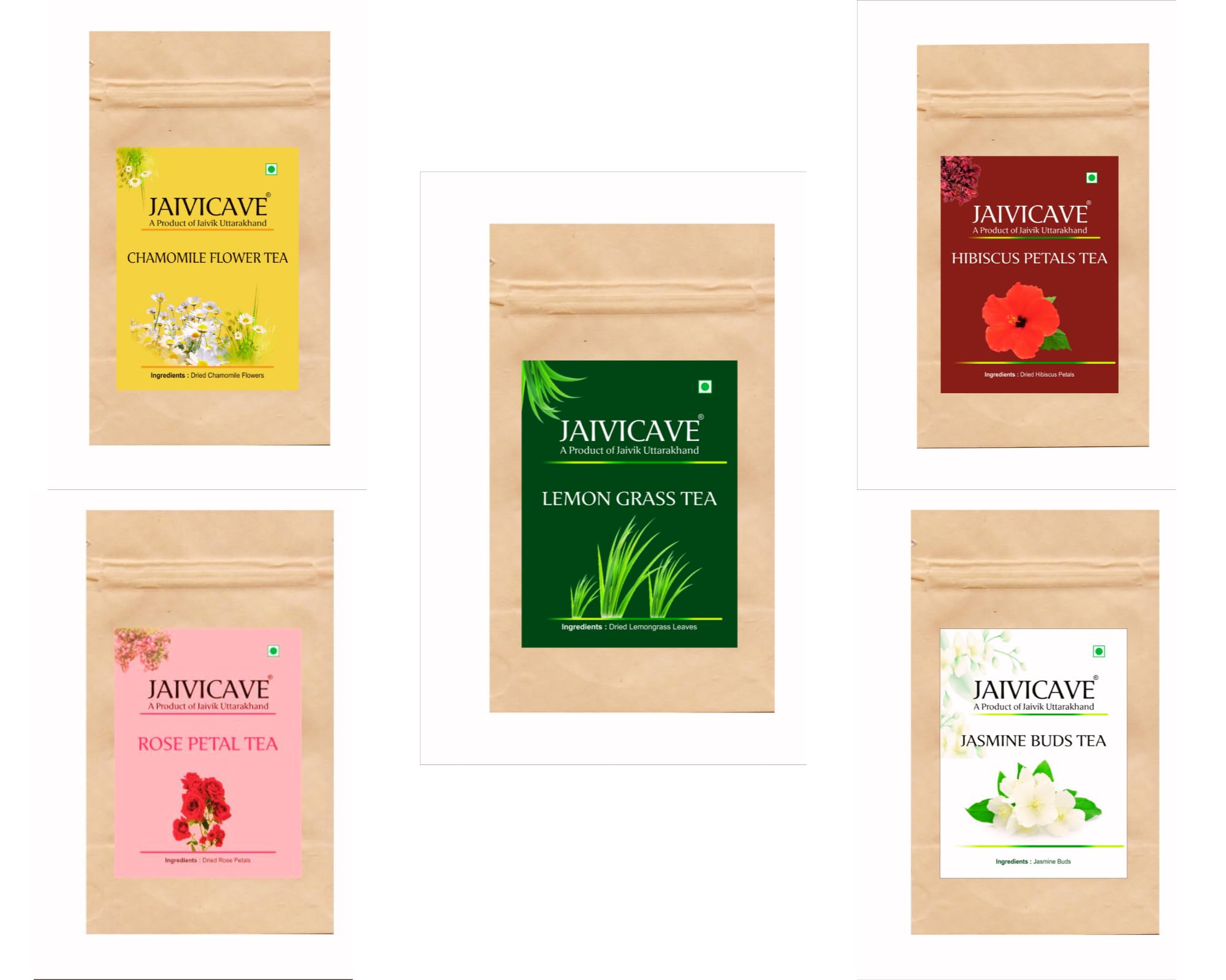 Jaivik Uttarakhand - Lemon grass tea(10g),Chamomile Flower Tea (10g),chamomile tea(10g),Rose Tea(10g),Hibiscus Tea (10g) pack of 5 (B0CMJQWDL7) Amazon Price History, Amazon Price Tracker