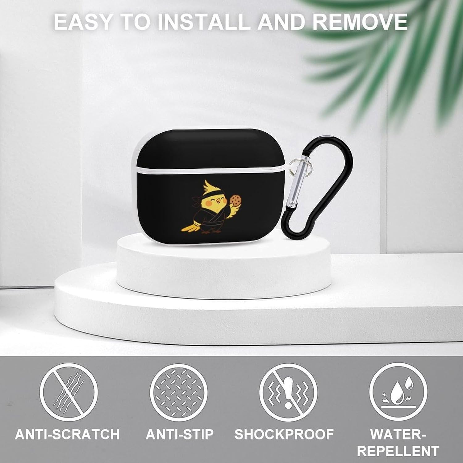 Cockatiel Earphone Case PC Earbud Bag with Keychain White-Style image 3