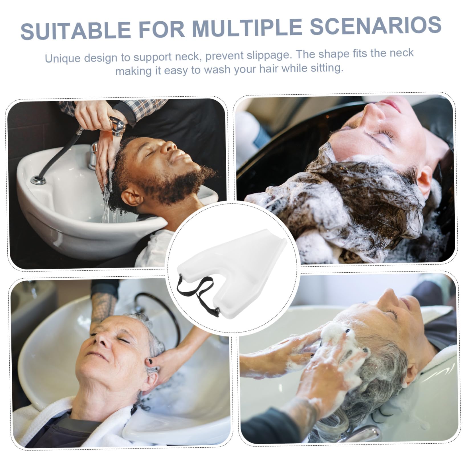 Lavacabezas Portátil de Plástico Blanco Soporte Cervical Ergonómico
