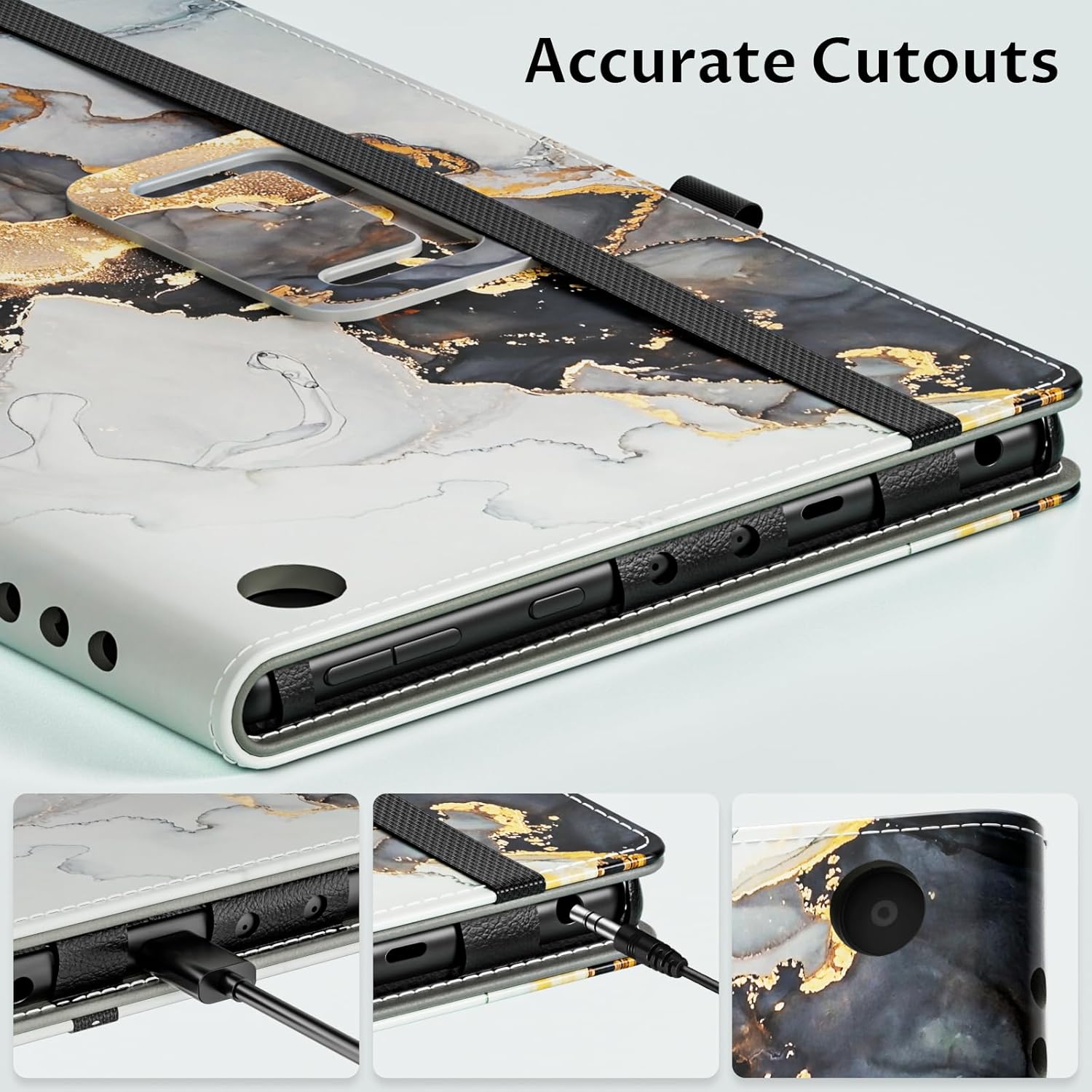 VORI Case for Amazon Kindle Fire HD 8 Tablet & 8 Plus Tablet(12th Generation/10th Generation, 2024/2022/2020 Release), Slim Vegan Leather Folding Stand Cover with Auto Wake/Sleep, Cloudy Marble