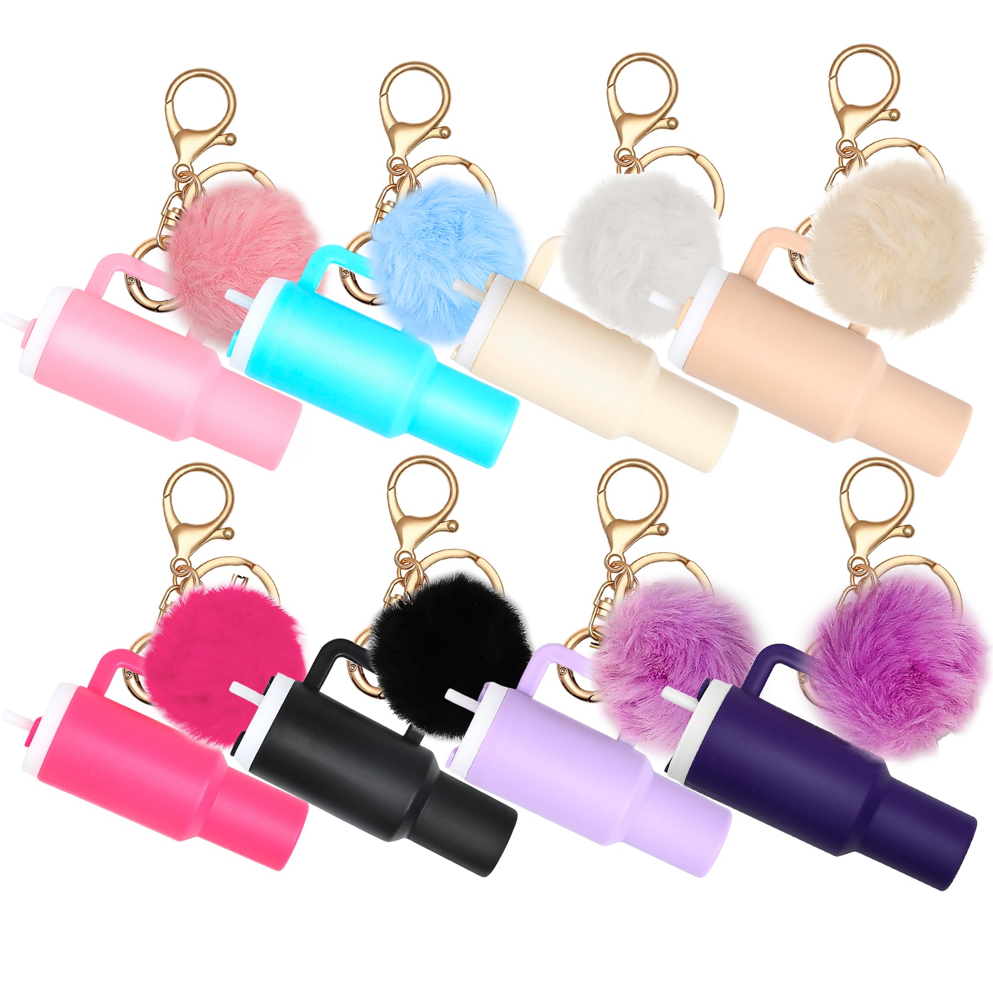 8pcs or 12pcs Mini Tumbler Keychain for Stanley Cup Cute Chapstick Holder Key Chain Charms Backpack for Women Girls