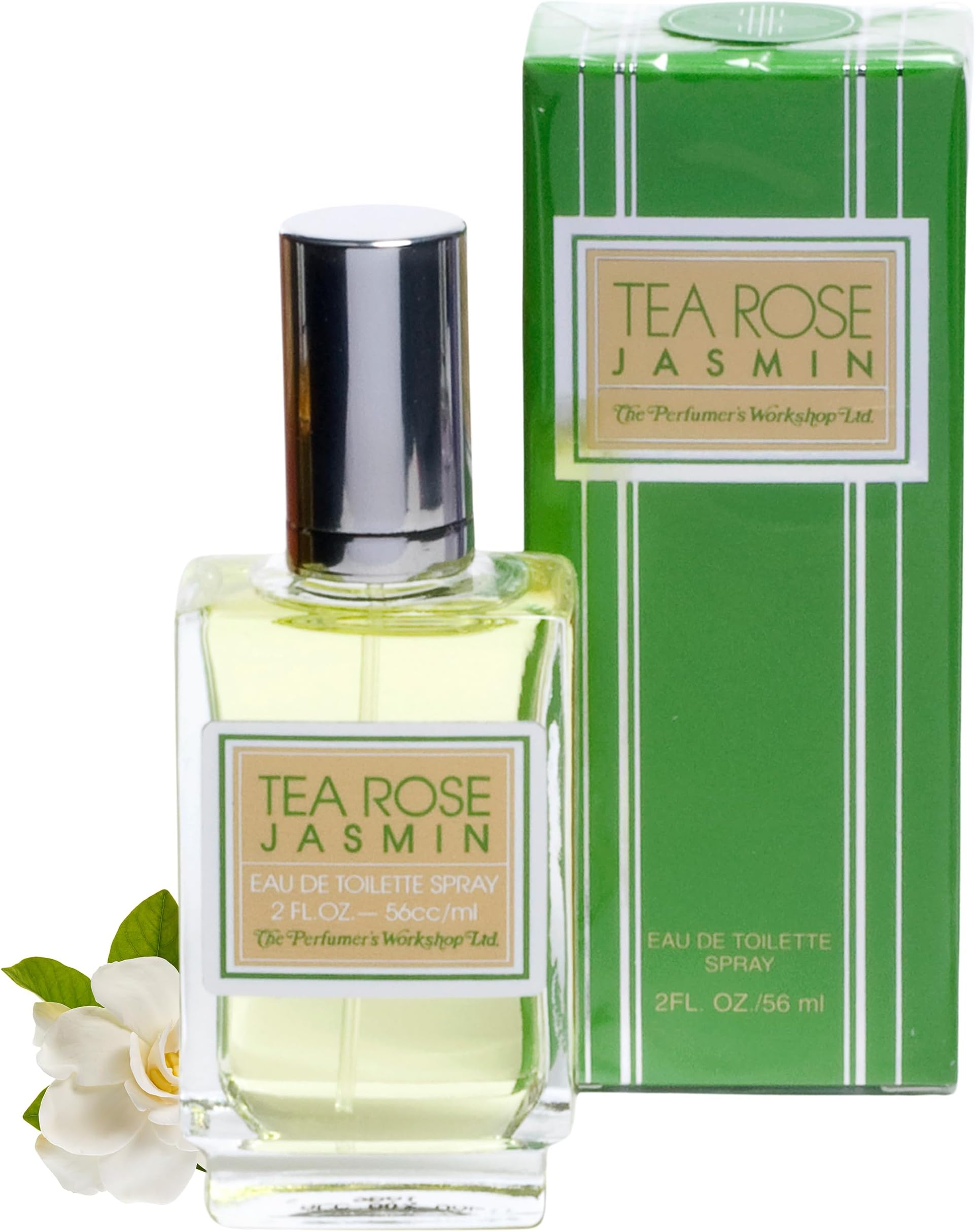Tea Rose Jasmin by Perfumers Workshop Eau De Toilette Spray 2 oz | EDT Fragrance for Women, Floral Scent Spray, Floral Jasmine Rose Perfume Mist