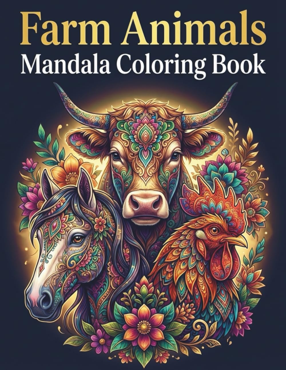 Farm Animals Mandala Coloring Book: Relaxing Adult Coloring Book Featuring Beautiful Farm Animal Mandalas for Stress Relief and Creative Mindfulness