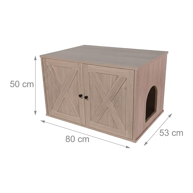 Foto 4 de 7 de Relaxdays Armario para arenero con tabique extraíble, Entrada Lateral y Bandeja Oculta, 50x80x53 cm