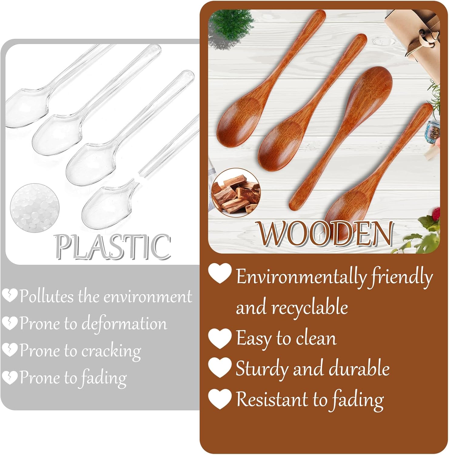 7PCS Wooden Spoons, 5.9 Inch Wooden Spoons for Eating, Natural Wood Grain Spoon, Hardwood Wooden Honey Teaspoon for Yogurt, Coffee, Tea, Jam, Sugar, Ice Cream