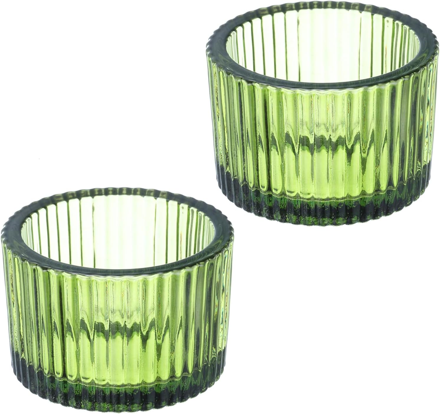 PATIKIL 2-Pack Green Glass Tealight Candle Holders - Elegant Votive Holders for Weddings, Parties, Table Centerpieces & Home Decor