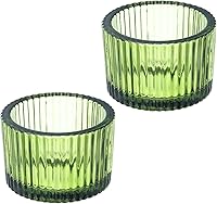PATIKIL 2-Pack Green Glass Tealight Candle Holders - Elegant Votive Holders for Weddings, Parties, Table Centerpieces & Home Decor