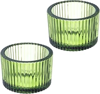 PATIKIL 2 Pcs Tealight Candle Holder, Tea Lights Candle Holder Glass Votive Candle Holders Glass Candle Holders for Table Centerpiece Decor Wedding Dinner Party, Green