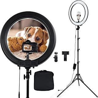 18-inch LED Ring Light with Adjustable Stand, 3200-5500K Color Temperature, USB Powered, Phone Holder, Remote Control for ... Price In India