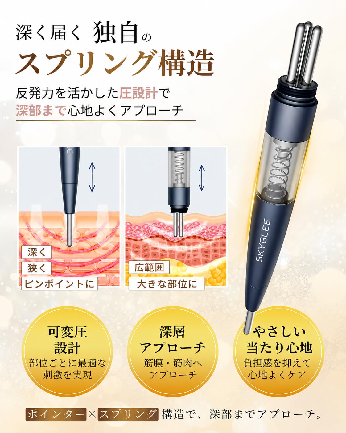 ポスポス美容 ペン型美顔器 バネ式 ツボ押し 表情筋 フェイスライン