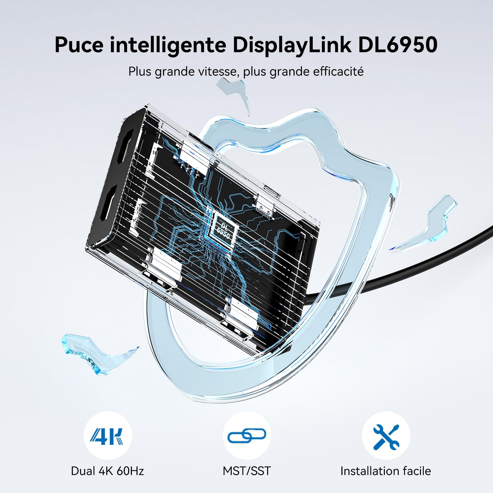 Acasis Adaptateur DisplayLink USB C vers Double HDMI, 2 HDMI, 100 W PD Charging, Station d'accueil DisplayLink pour Apple Mac M1/M2/M3/M4/Macbook Pro/Air/Neo, Adaptateur USB A/C vers Double Moniteur