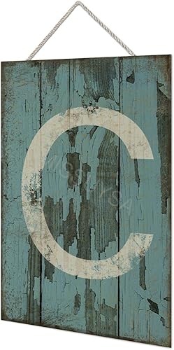 Vista 79 de Letrero colgante de madera con letra A, letrero de madera, decoración del hogar, 26 letras del alfabeto de metal, placa de madera, decoración