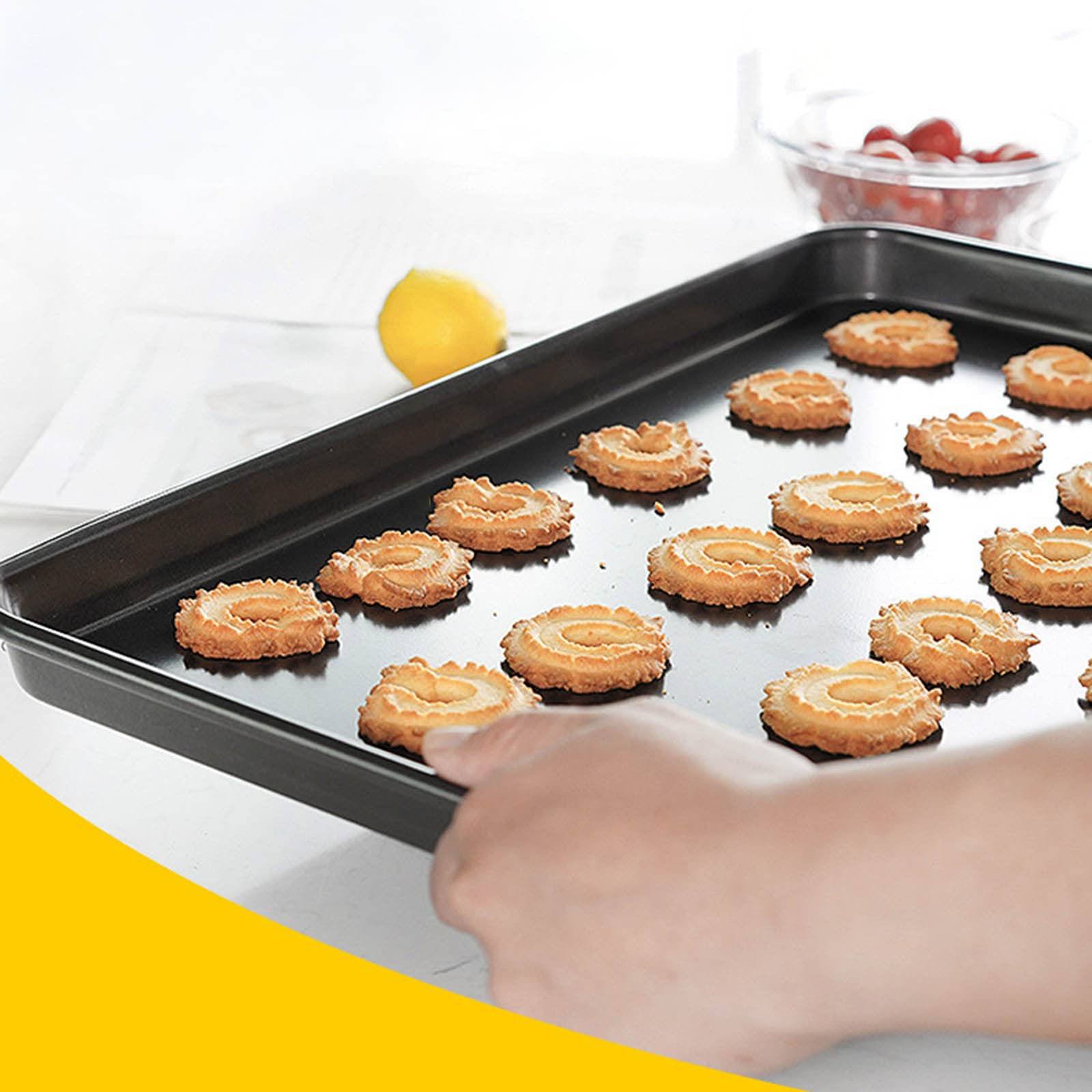 3-teiliges Premium Antihaft Backblech Set für Kekse, Kohlenstoffstahl, leicht zu reinigen, Braten von Kuchen, Keksen, Brot, Keksen, Backformen