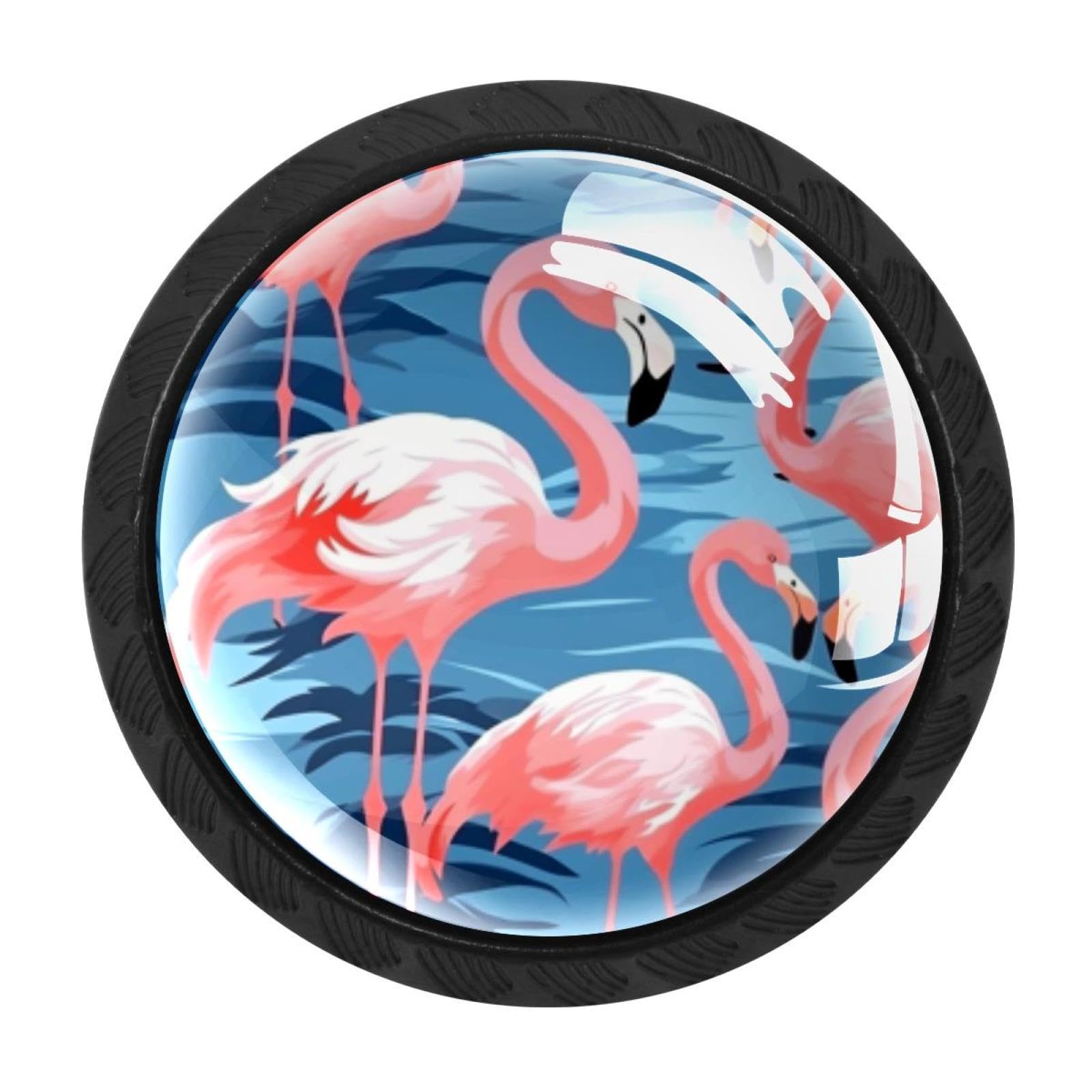 Chenzzzz Multicolored 08 4 Pack Cabinet Handles Black Flamingo Rainforest Cabinet Knobs Draw