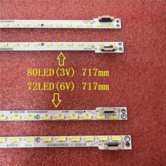 2pcs/Set LED Backlight Strip Fit for Panasonic TX-65EX700B TX-65EX750B Sharp LCD-6553A V650DJ4-KS5 6202B000C9200 R 6202B000C8200 L(for 80LED 3V)