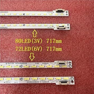 2pcs/Set LED Backlight Strip Fit for Panasonic TX-65EX700B TX-65EX750B Sharp LCD-6553A V650DJ4-KS5 6202B000C9200 R 6202B000C8200 L(for 80LED 3V)
