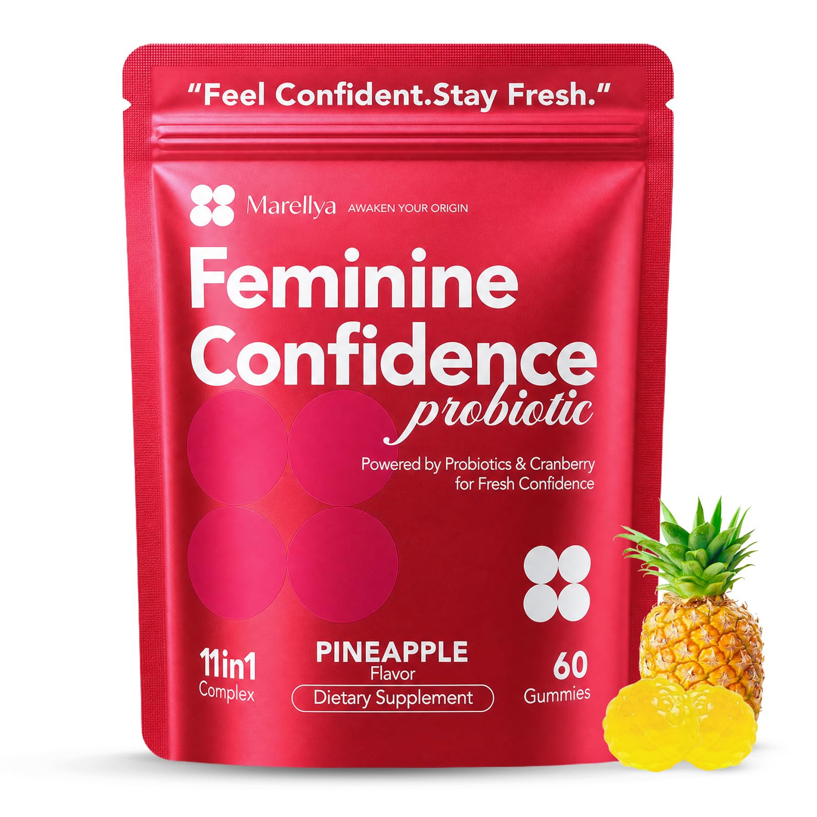 Vaginal Probiotic Gummies for Women - Pineapple Flavor, 60 Gummies