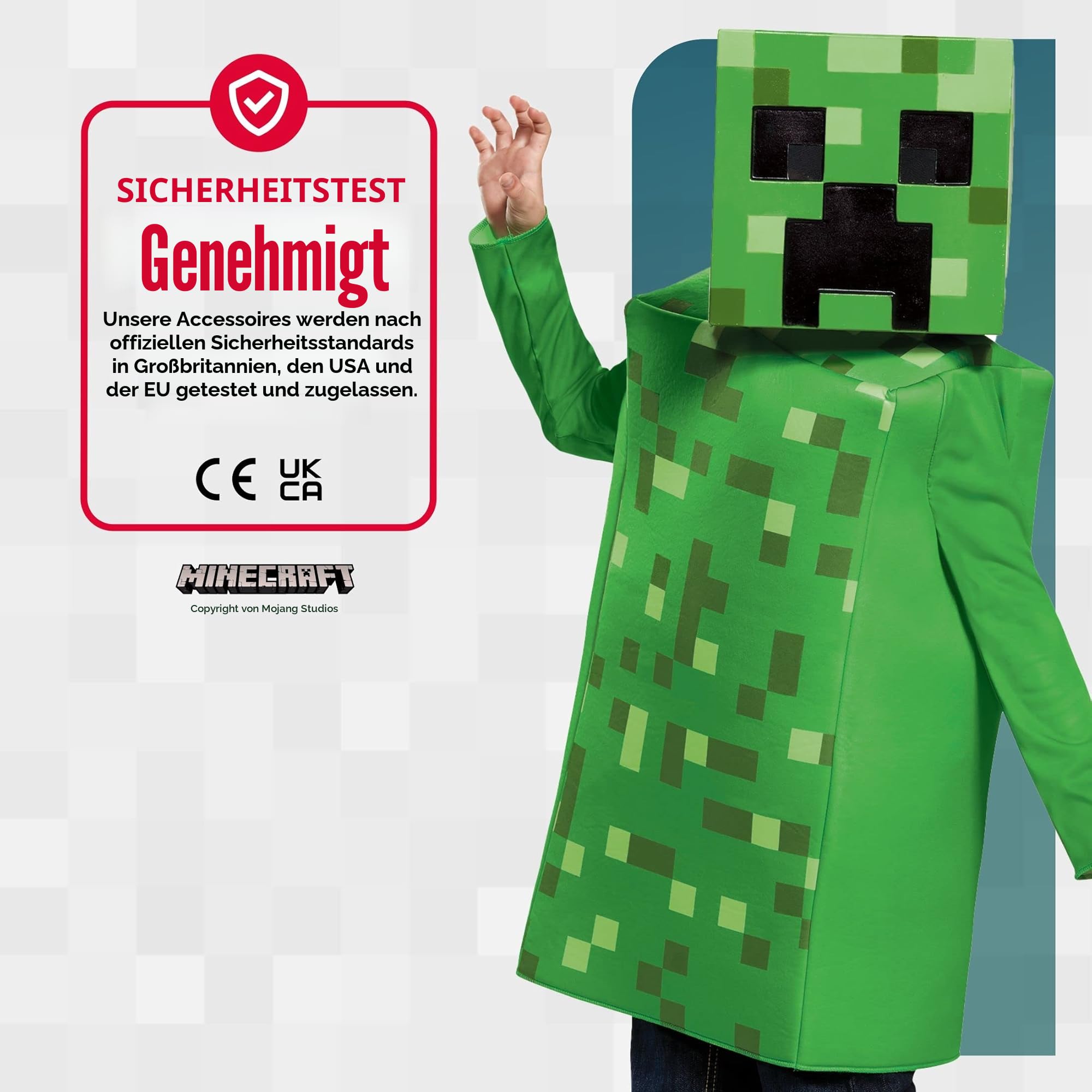 Minecraft Disguise Offizielles Kostüm Kinder Jungen Classic Creeper Kostüm Karneval Kostüm Faschingskostüme Kinder M